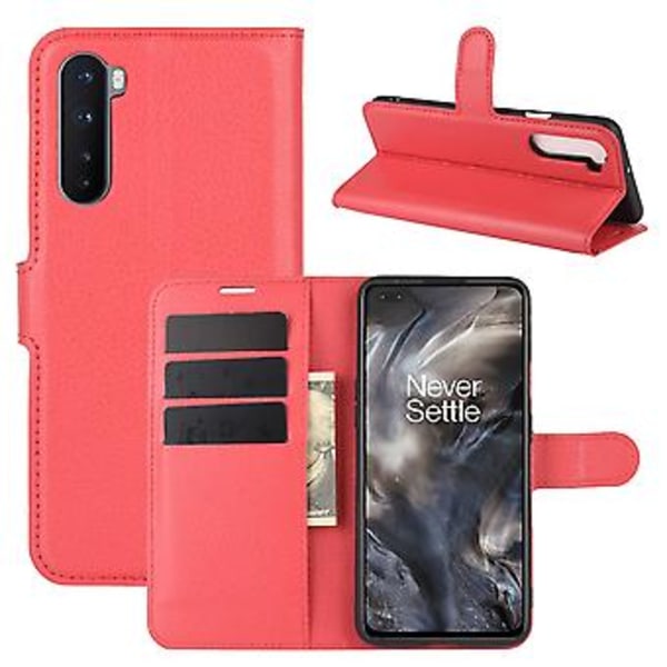 OnePlus Nordille Litsi-kuvioitu Käännettävä Suojaava TPU-kotelo Red