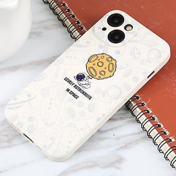 Silikone Telefon Cover til iPhone 13 Lovely Astronaut-White