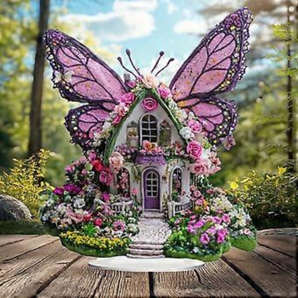 Tale Fargerikt Blomsterhus 2D Akryl Skrivebords Ornament Dekorasjon Gave Lys Opp Hver Dag i Livet Gaver Verdt å Samle