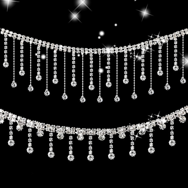 90 cm lang strassbånd med 2 strass dusk stiler, brukt