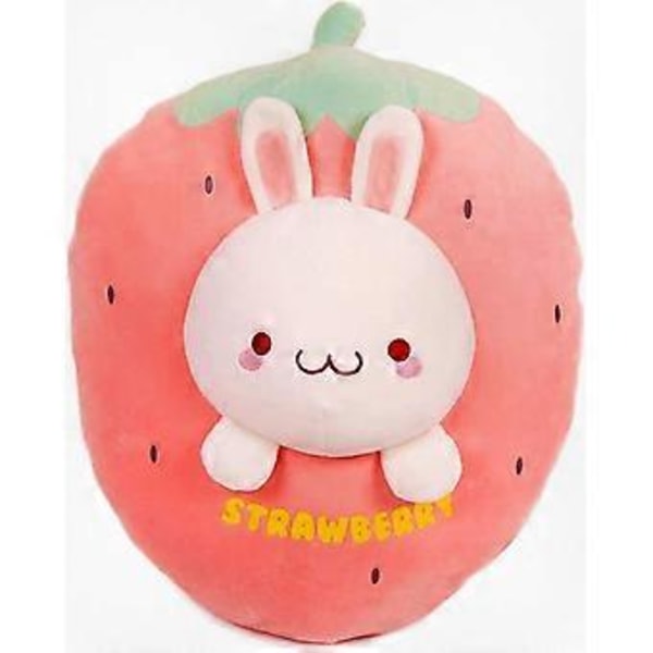 18 Söt Jordgubbe Gosedjur Kanin Plysch Kudde Mjuk och Squishy Leksak för Barn Pojkar och Flickor, Perfekt Present till Kawaii-älskare denna Hallo
