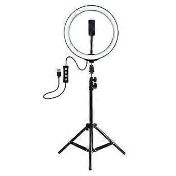 LED ringlys 26 cm med stativ USB-lampe 3 moduser