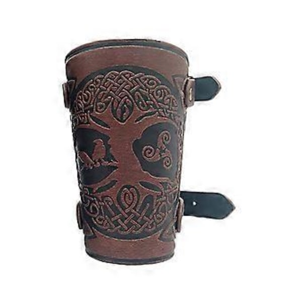 Präglade Riddararmskydd Medeltida Rustning Armskydd Vuxen Cosplay Fest Kostym Tillbehör Rollspel Renässans Handskar brun brown