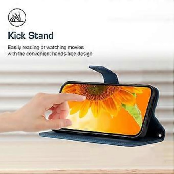 Oppo A58 4G lompakkokotelo, auringonkukkakuvio, jalustallinen nahkakotelo ja ranneke Style I