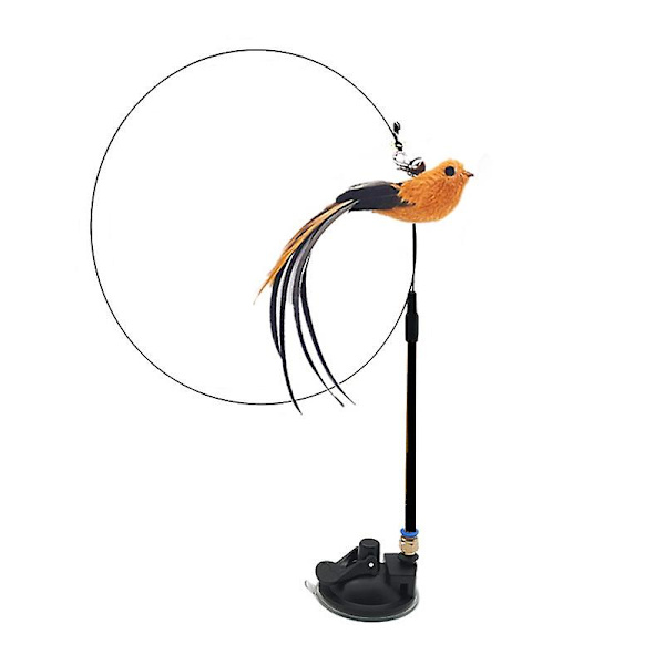 Katt Leksak Fjäderpinne Med Sugkopp Rolig Simulering Fågel Wit
