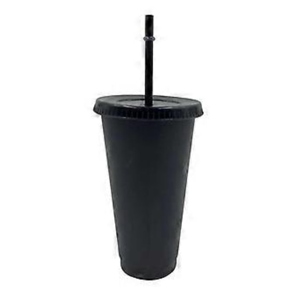 473/700ML Plastikkrus Med Sugerør Og Låg Genanvendelig Vandflaske Til Kaffe Juice 1pc 700ml