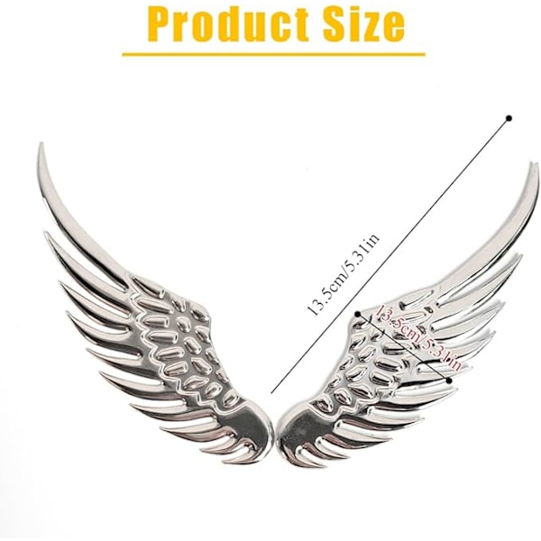 Ängelvingar Bil Dekal (Silver) 3D Vingar Bil Styling Metall Dekal