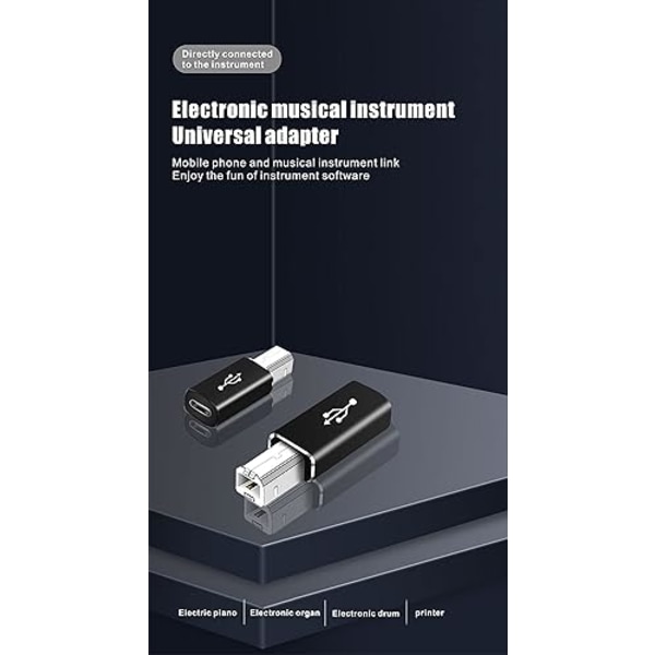 USB-C til USB-B Adapter (2-pak), Kompatibel med Printere, MIDI,