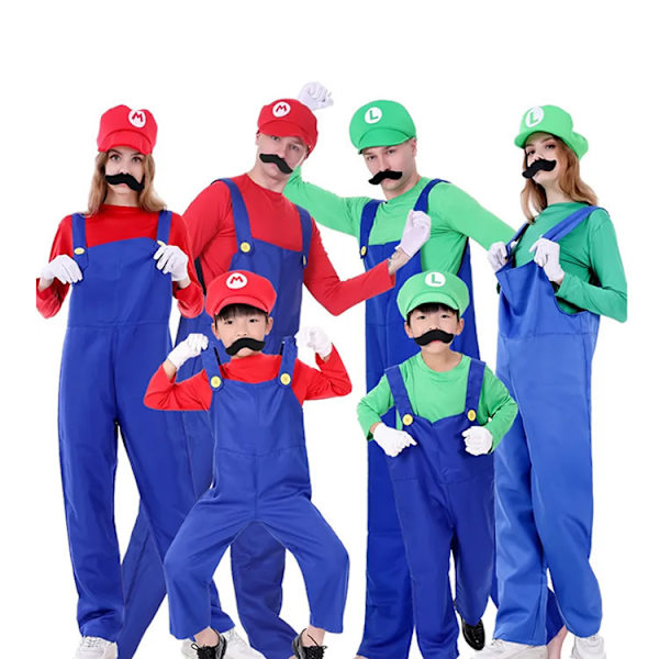Mario Halloween Hatt Hängslen 4 Handskar 14 Mustascher 4 Knappar Co