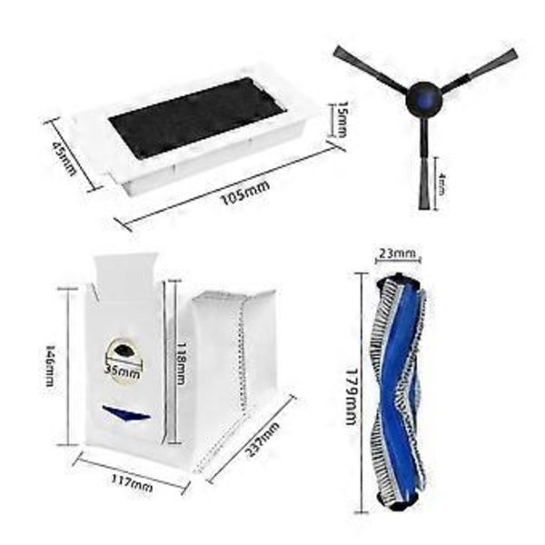 Lisätarvikkeet ECOVACS DEEBOT T30 Omni / T30 PRO Omni Robotti-imurille Sivuharja Hepa-suodatin M