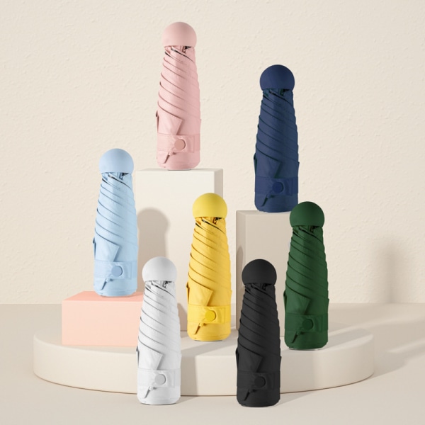6 Rib Folde Lommeparaply - Vindtæt Mini Paraply - med C