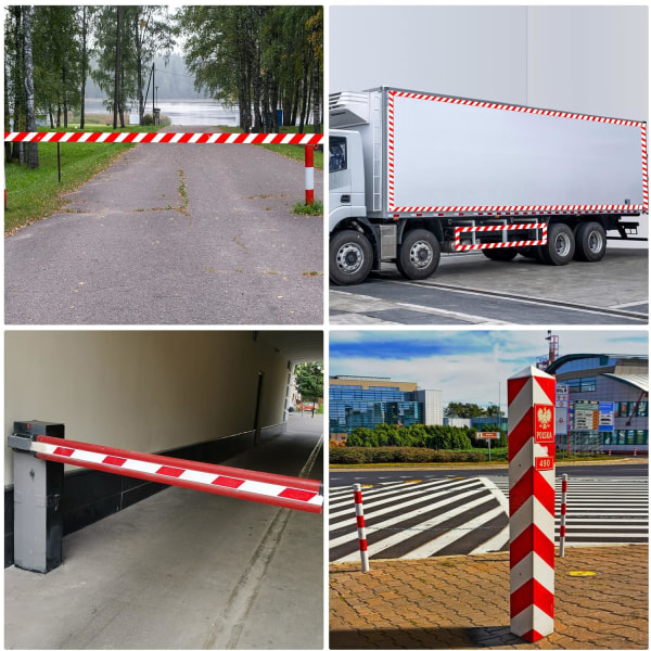 Reflekterande tejp röd och vit 25m*5cm Reflekterande varningsetikett