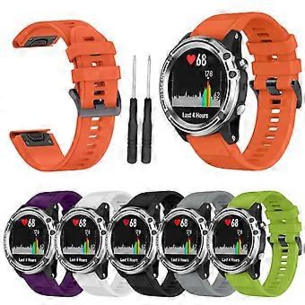 26 22 20mm Urrem Til Garmin Fenix 5 5X Plus 3HR Silikone Rem Fenix5 Ur Hurtig