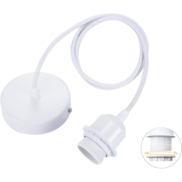 Hengende lampe E27 med skrue ring, justerbar tekstilkabel 100cm,