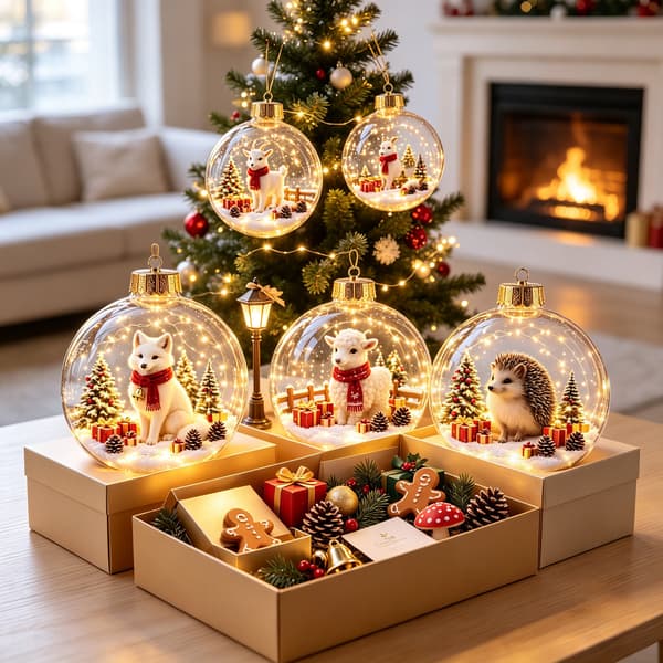 10 cm julekrystalkugle-pynt, lysende julekugle-pynt - GJ971-12