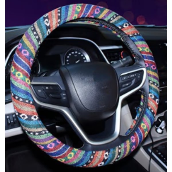 Rough linen car steering wheel cover old personality trend car h