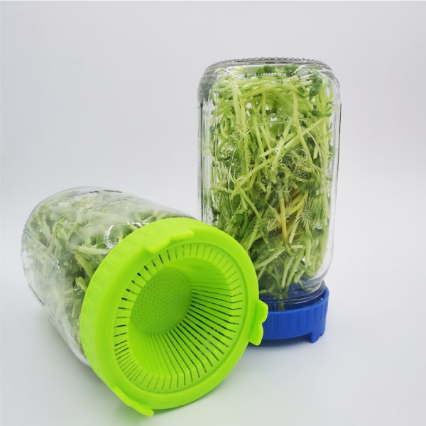 2 Pack Bean Screen Plast Mason Jar groddande lock för Wide Mou