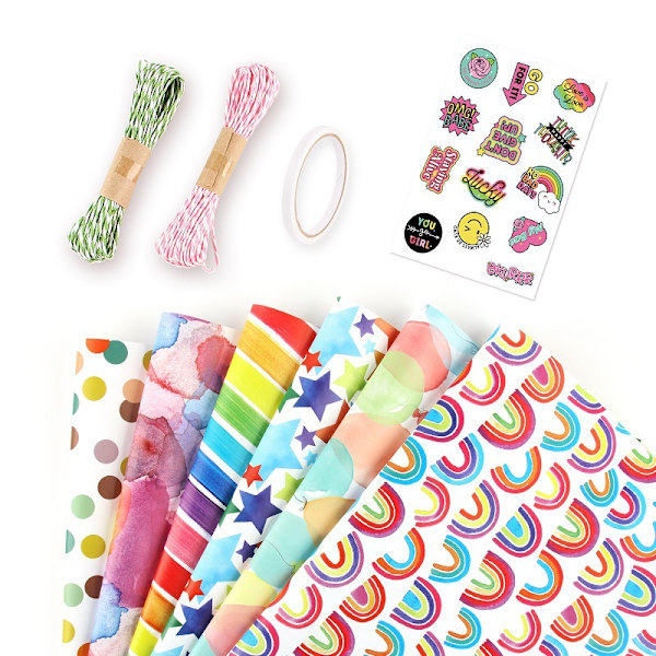 6 ark presentpapper för födelsedagspresenter, presentpapper för födelsedagar, G