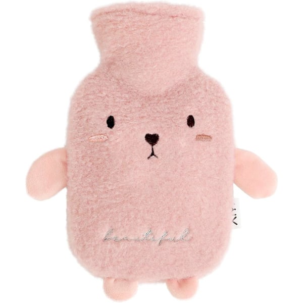 (1 stk, 1000 ml, 26x15 cm, Rosa) Vannpose, Varmtvannspose, Varmtvannsflaske