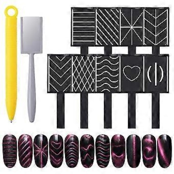 Magnetplatta Trollstav Nagelkonstverktyg för DIY Magisk 3d Magnetisk Polish Kattögon Välj 11st/set