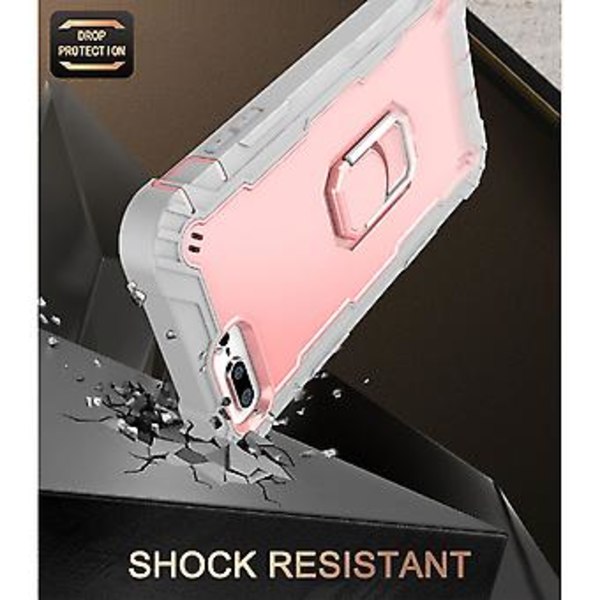 PC + Gummiskal för iPhone 8 Plus / 7 Plus Grey White   Rose Gold