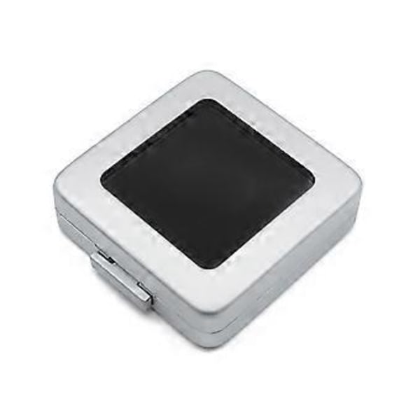 Fyrkantig Metall Ren Diamant Display Organizer Smyckesförvaring Present Ädelstenar Box Silver Svart Mjuk Svamp Kudde Lös Silver M Silver M