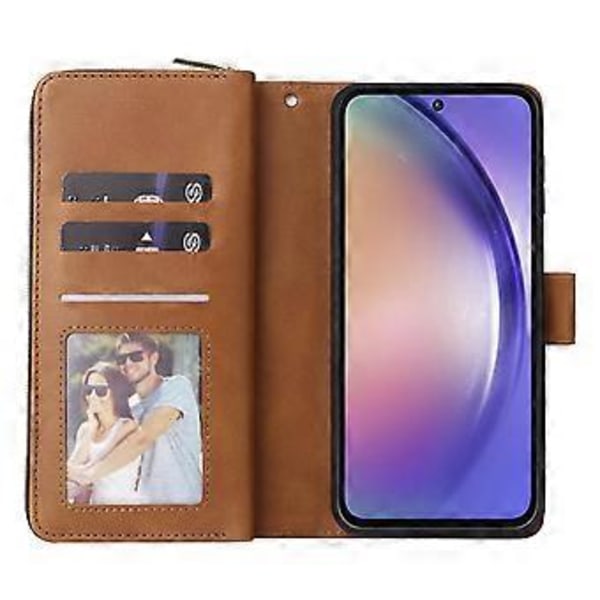 Til Samsung Galaxy A55 5G Etui Kortlommer Lynlås Læder Telefon Cover Style C