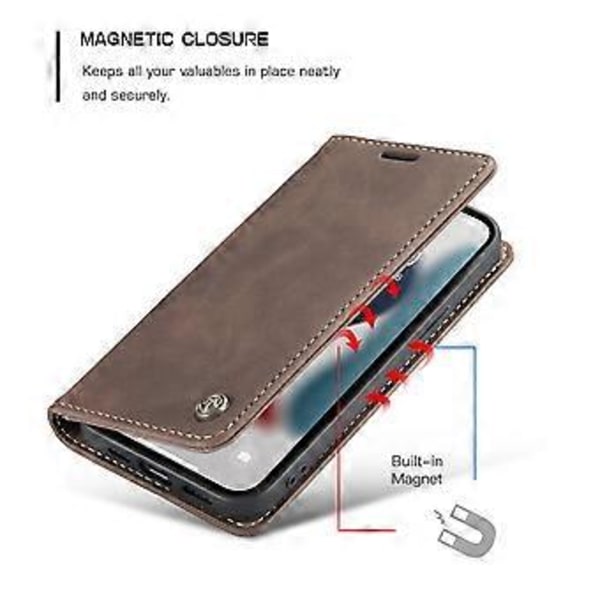 CaseMe-013 Læder Etui Til iPhone 13 Til iPhone 13 Coffee