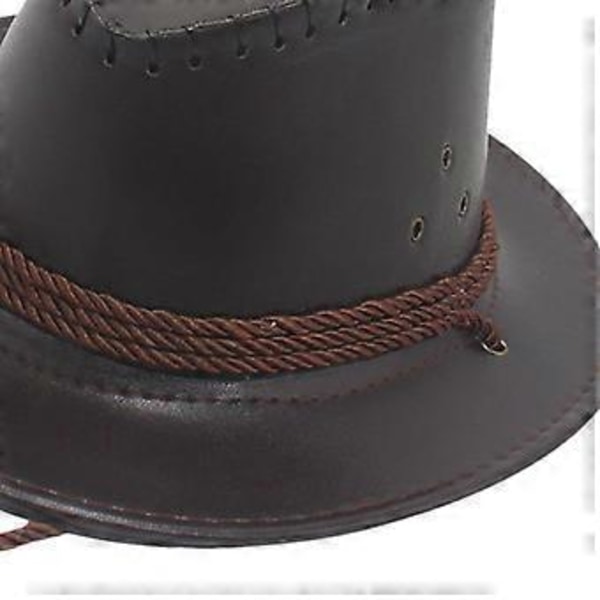 Western Cowboy Hatt Solhatt Läder för Kostymtillbehör Semester Utomhus Camping (kaffe)