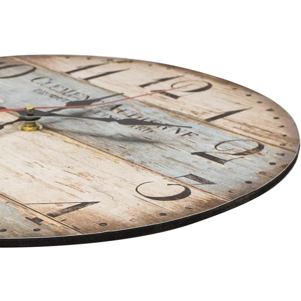 30cm Vintage Rustik Väggklocka, Tyst Träurtavla Timerklocka f
