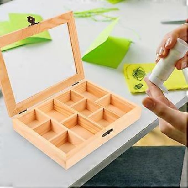 Ufærdig Trækasse Rum Smykke Organizer Boks DIY Træ Smykke Opbevaringsboks med Låg