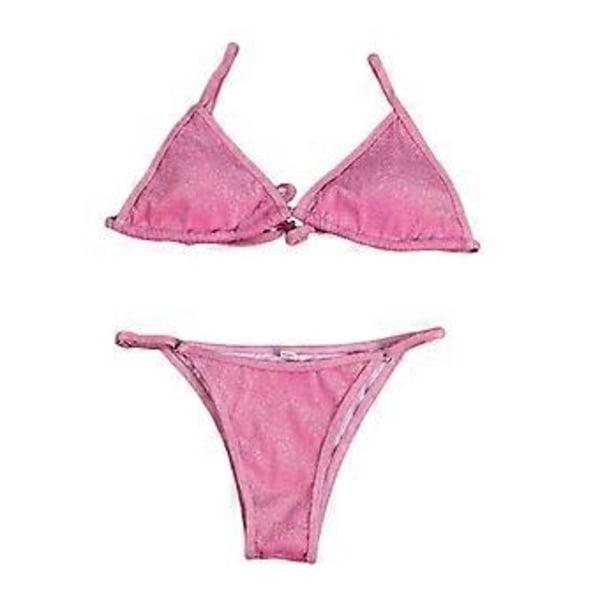 Dam Baddräkt Push Up BH Bikini Set Strandkläder (djuprosa XL) deep pink XL