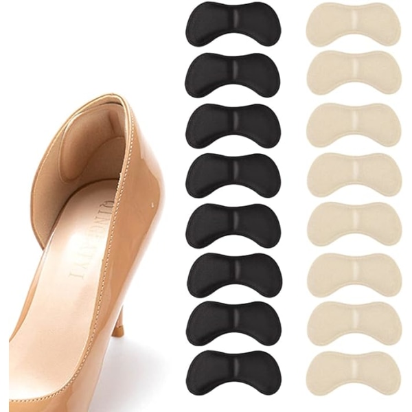 16 hälgrepp (svart, beige), mjuk hälkudde, innersula, h