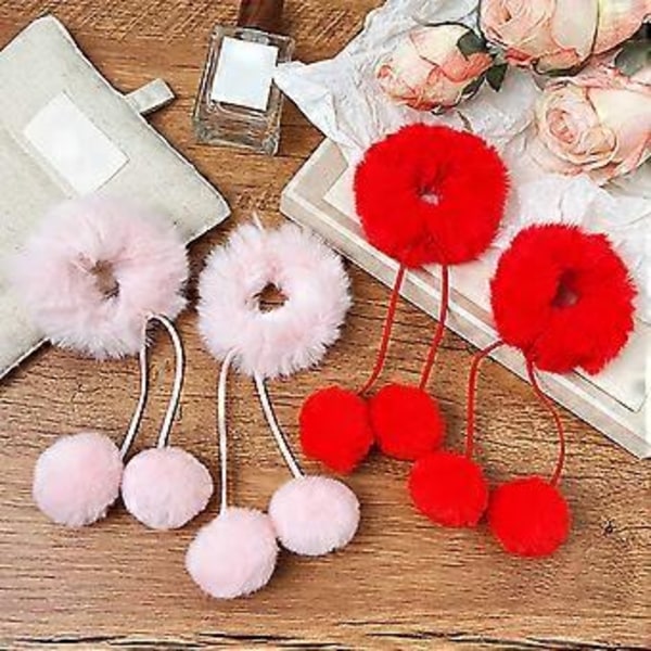 Pörröinen pehmoinen hiuslenkki Anime-nutturat Scrunchies Joustava poninhäntäpidike Aikuiset Lapset Festivaali Hiuslenkki Talvikäyttöön Punainen Red B