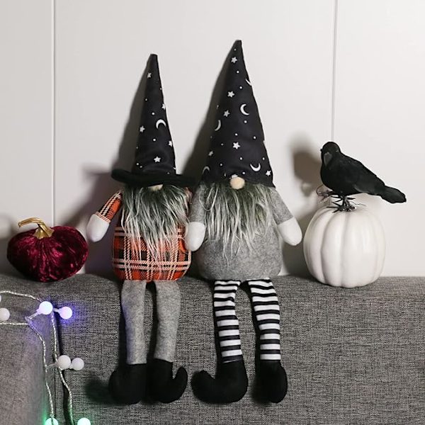 2-pack 15-tums Halloween-tomtar plysch Herr och Fru Docka Handgjord Elf