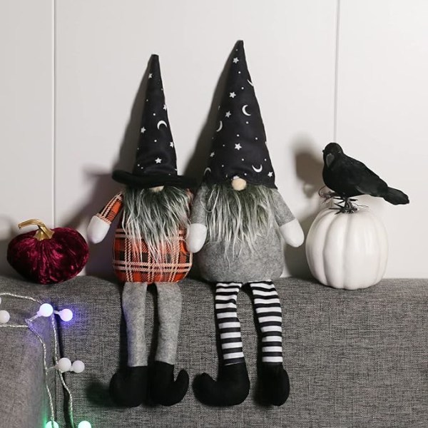 2 Pakke 15 Tommer Halloween Gnomes Plys Mr and Mrs Doll Håndlavet El