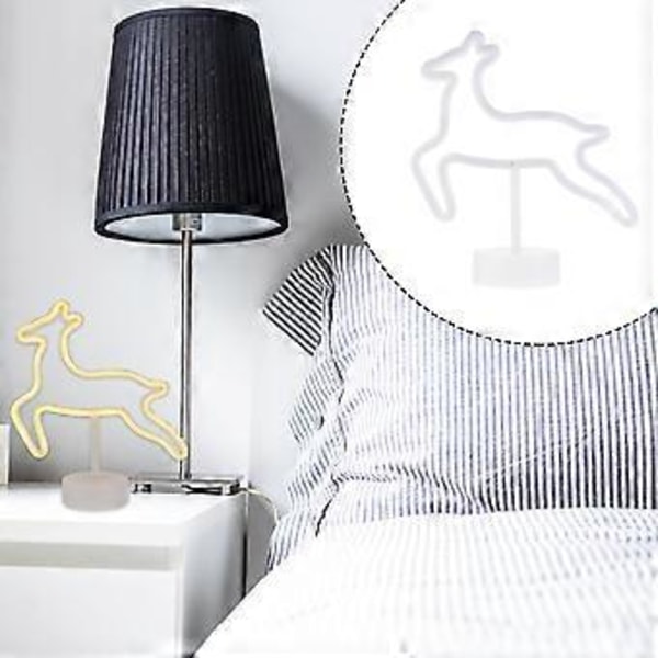 1 stk. Jule LED Elg Lille Natlampe Skrivebordslys Dekor (Varm Hvid)