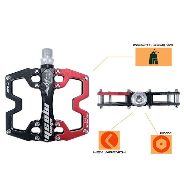 Cykelpedal MTB BMX Landevejscykling Pedal Flad Anti-Slip Aluminium Alle