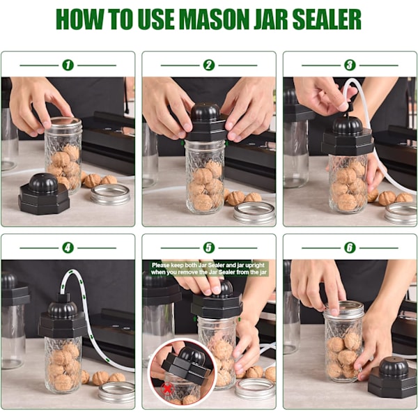 Universal Regular og Wide Mouth Mason Jar Sealer, Kompatibel med