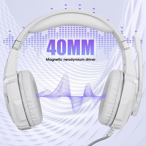 Headset, kablet pc-gamingheadset med LED-lys til PS5, gamingheadset - hvid White