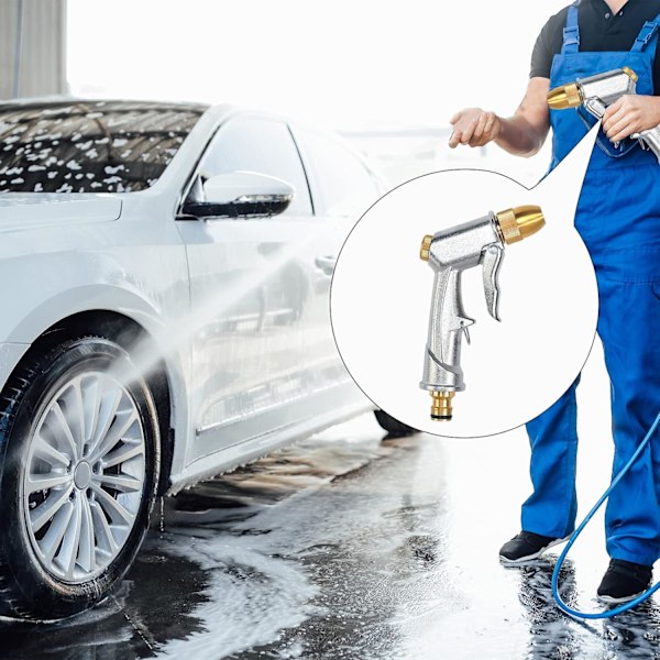 Kestävä puutarhan letkun suutin 100% raskaskäyttöinen letkun suihkupistooli metalli vesipistooli sopii auton ja lemmikkien puhdistukseen, kasvien kasteluun puutarhassa