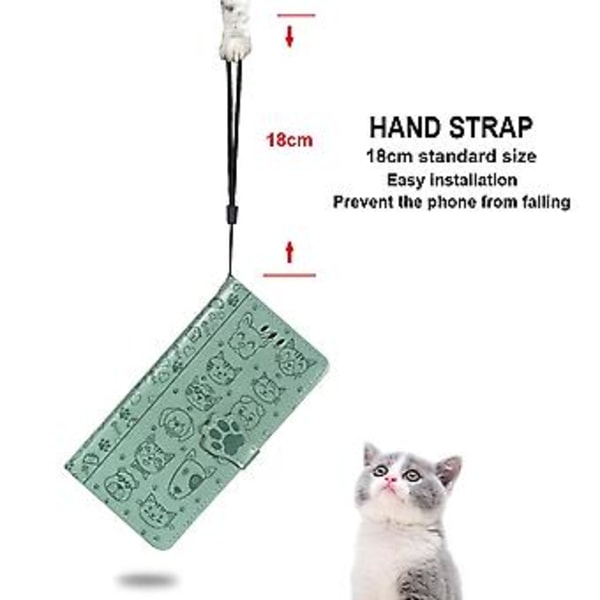 Sött katt- och hundpräglat fodral för iPhone 12 / 12 Pro Green