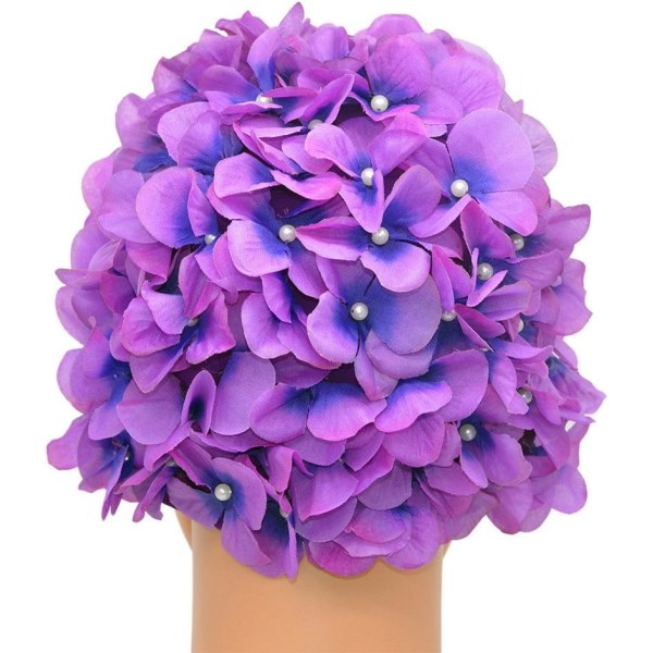 Lilla Retro Blomster Badehette for Kvinner