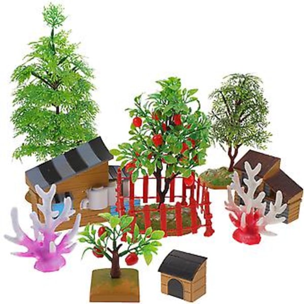 1 Sett Miniatyr Gårdshus Mini Gård Ornamenter Mini Hus Hagedekor For Leker til Barn
