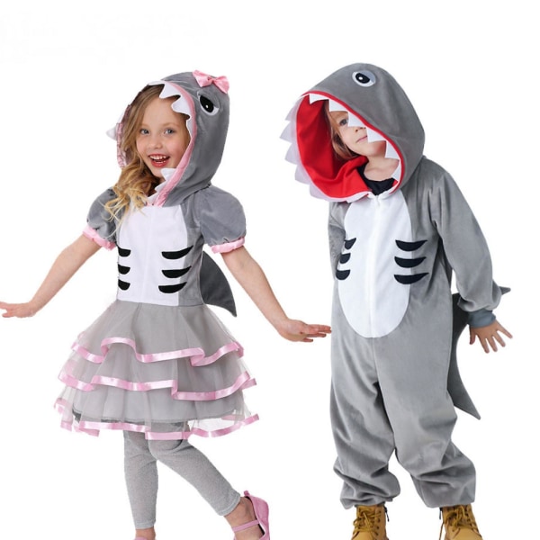 Visa Costume Shark Barn Tecknad Pyjamas Halloween Costume.S 105-115.1