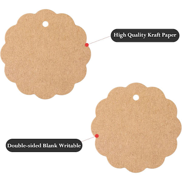 6 cm rund etikett i kraftpapper, 100 st presentlappar med 20 m jutesnöre,