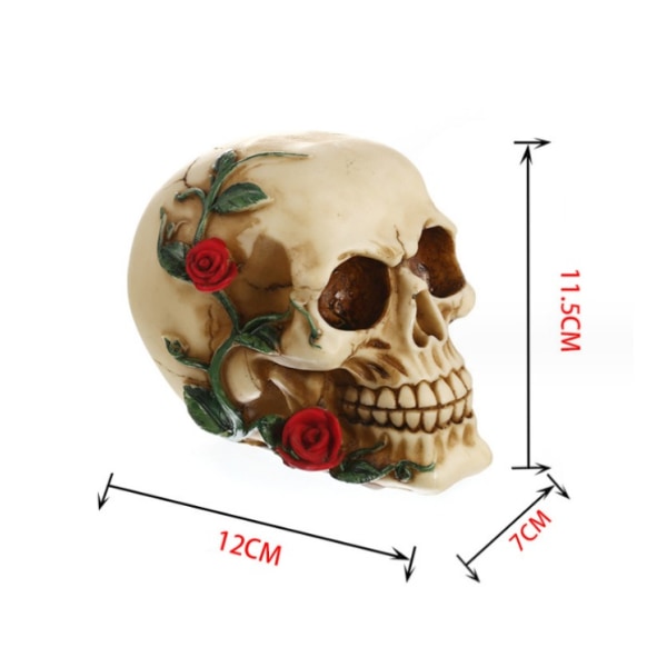 1 STK Rose Skull Resin Crafts, personlige ornamenter