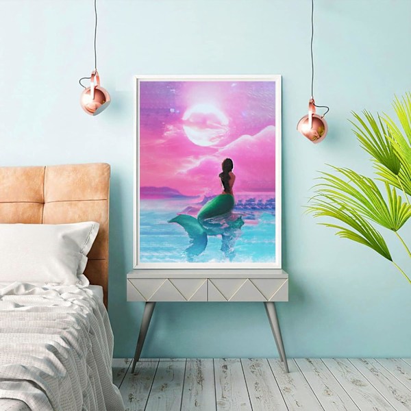 5D timanttimaalaus Vaaleanpunainen merikala, DIY timanttimaalaus Täysi pora