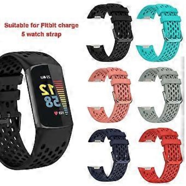 For Fitbit Charge 5 Reim Silikon Sportsbånd Pustende