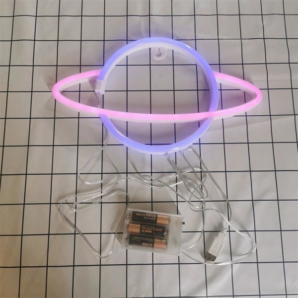 1 stk. Planetformet Neon LED Lys, Neon Skilt Vægslys, Blå